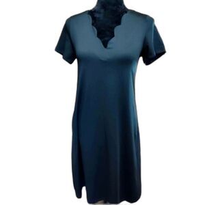 Noracora Dress Black Womens Small Scalloped V-neck Shortsleeve Datenight Career